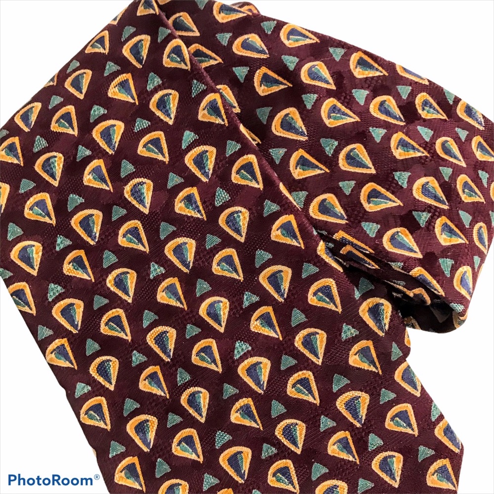 LORD & TAYLOR Silk Tie Dark Red Green Blue